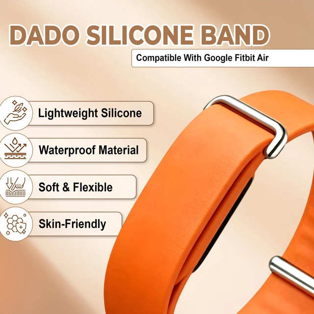 Alt view image 2 of 7 - Soft Silicone Band Compatible with Google Fitbit Air, Adjustable Rubber Sport Replacement Wristband, Comfortable Watch Strap for Men Women