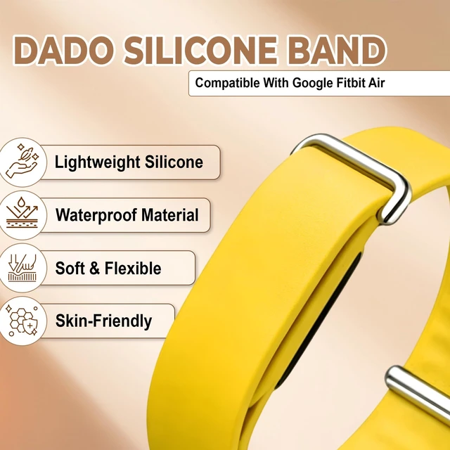 Alt view image 2 of 7 - Soft Silicone Band Compatible with Google Fitbit Air, Adjustable Rubber Sport Replacement Wristband, Comfortable Watch Strap for Men Women