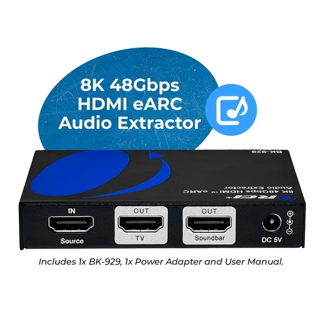 Alt view image 2 of 7 - 48Gbps HDMI eARC Audio Extractor Dolby Atmos DTS: X VRR ALLM HDCP 2.3 HDMI Audio Extractor 4K 120Hz, HDMI 2.1 eARC Audio Extractor, Dolby Vision, HDR10, HDCP 2.3, ARC Support