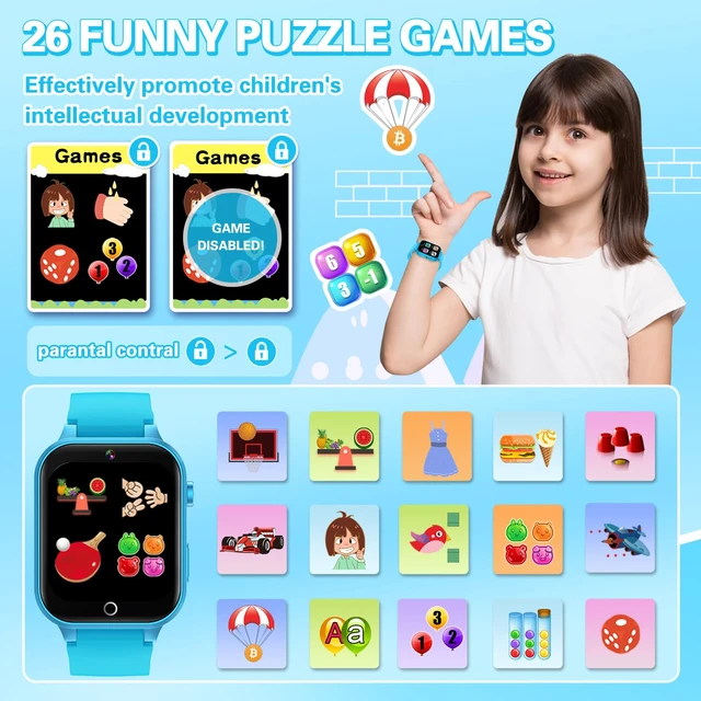 Alt view image 3 of 7 - Kids Smart Watch Boys Aged 5-12, HD Touchscreen Kids Watch with 26 Games Video Camera Music Pedometer Audiostory Learn Card Educational Toys Birthday Gifts for Girls Ages 5 6 7 8 9