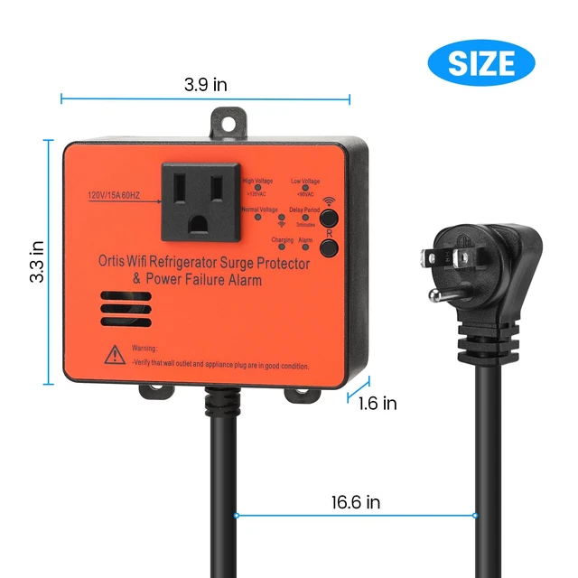 Alt view image 6 of 7 - Wi-Fi Smart Power Failure Alarm with Surge Protector, Remotely Monitor and Control Your Refrigerator Via App, Ensuring The Safety of Refrigerator and Food Stored Inside