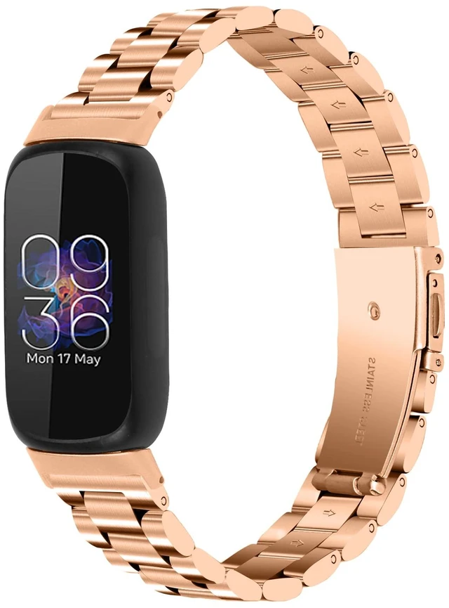 Main image of Stainless Steel Band Compatible with Fitbit Inspire 3, Adjustable Metal Watch Bands BraceletsWristband Replacement for Women Men (Rose Gold)