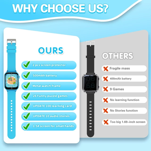 Alt view image 6 of 7 - Kids Smart Watch Boys Aged 5-12, HD Touchscreen Kids Watch with 26 Games Video Camera Music Pedometer Audiostory Learn Card Educational Toys Birthday Gifts for Girls Ages 5 6 7 8 9