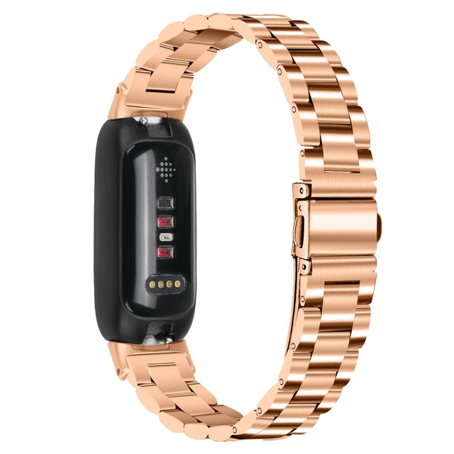 Alt view image 2 of 6 - Stainless Steel Band Compatible with Fitbit Inspire 3, Adjustable Metal Watch Bands BraceletsWristband Replacement for Women Men (Rose Gold)
