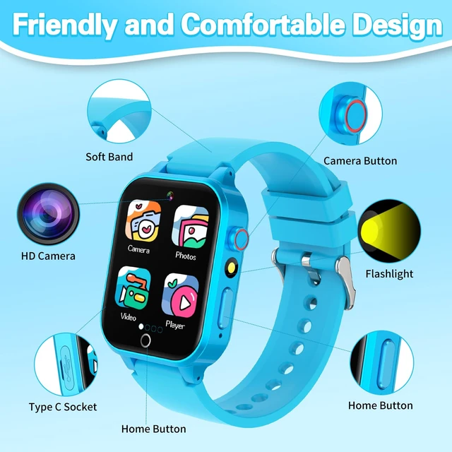 Alt view image 7 of 7 - Kids Smart Watch Boys Aged 5-12, HD Touchscreen Kids Watch with 26 Games Video Camera Music Pedometer Audiostory Learn Card Educational Toys Birthday Gifts for Girls Ages 5 6 7 8 9