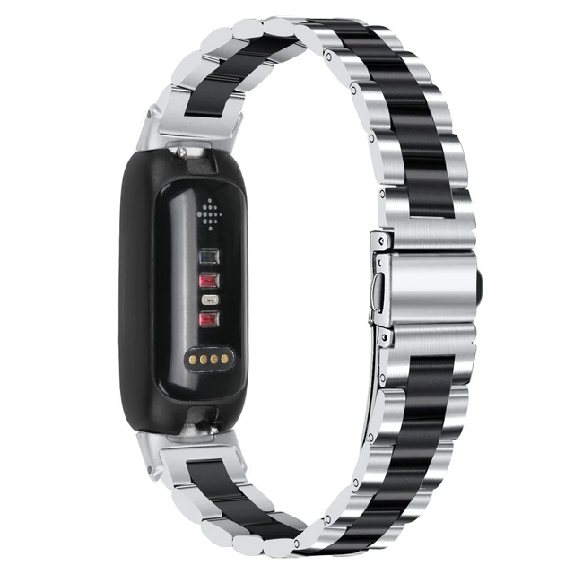 Alt view image 2 of 6 - Stainless Steel Band Compatible with Fitbit Inspire 3, Adjustable Metal Watch Bands BraceletsWristband Replacement for Women Men(Silver-Black)