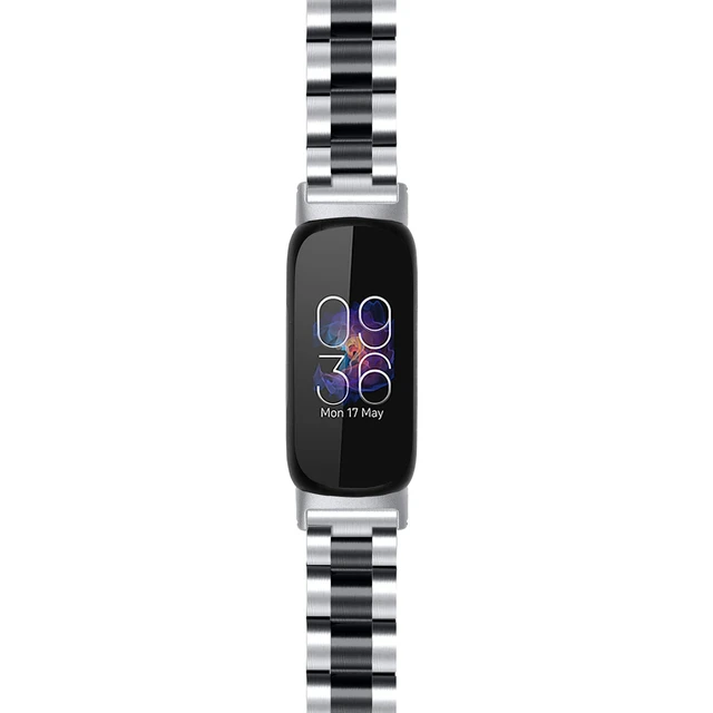 Alt view image 3 of 6 - Stainless Steel Band Compatible with Fitbit Inspire 3, Adjustable Metal Watch Bands BraceletsWristband Replacement for Women Men(Silver-Black)