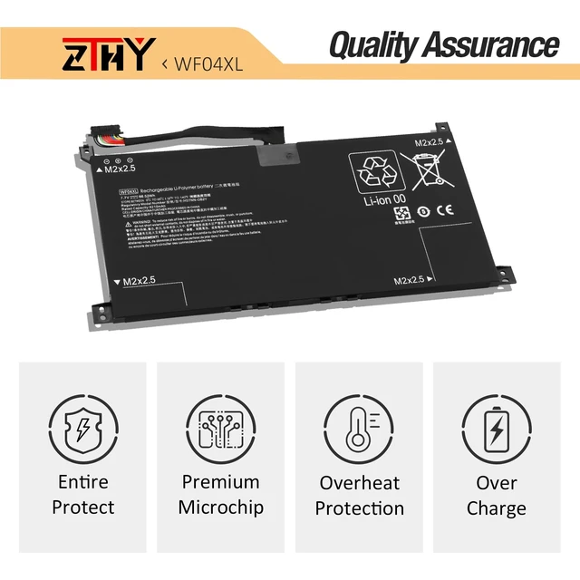 Alt view image 5 of 7 - 66.52Wh WF04XL Laptop Battery Replacement for HP Envy X360 13-BF 13-BF0000 13-bf0xxx 13-BF0011NA 13-BF0000CI 13-BF0024NA 13-BF0123NW 13-BF0977ND 13-BF0105TU M90073-005 M89926-AC1 WF04066XL 7.7V 4-Cell