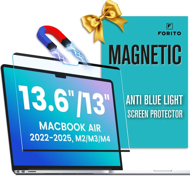 Main image of Magnetic Anti Blue Light Screen Protector Compatible with MacBook Air 13.6 inch (2022-2025, M2, M3, M4), Bubble-Free Install, Removable & Reusable Anti Glare Matte Laptop Screen Shield