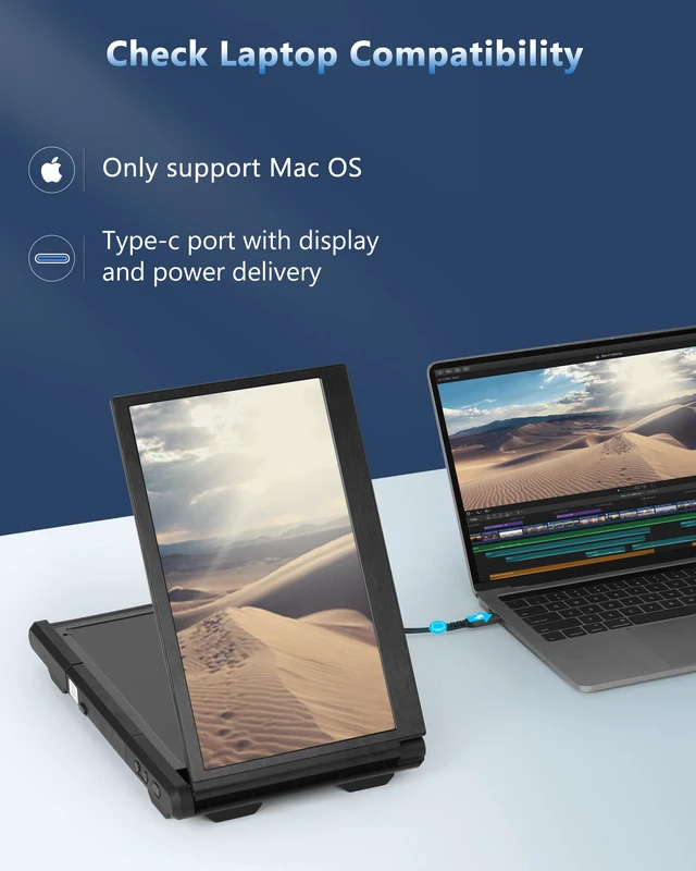 Alt view image 5 of 7 - Laptop Screen Extender 12" FHD 1080P Portable Monitor for 13-16.5" Laptop Type-C Plug-Play Triple Portable Monitor Dual Monitor Extender for Mac