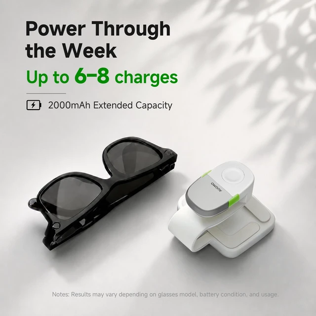 Alt view image 4 of 6 - Fast Car Visor Charger for Ray-Ban Meta Gen 1 & Gen 2 2000mAh Glasses Visor Charger, Car Visor Mounting Charger for Wayfarer, Skyler, Mini Power Bank One-Hand Charging in Car
