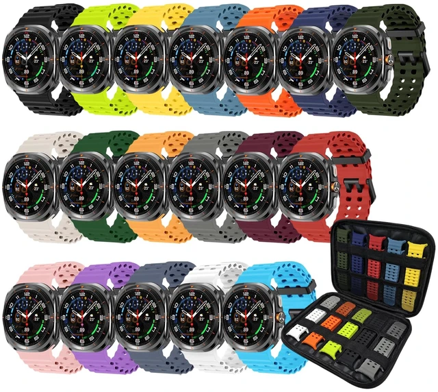 Main image of Sport Band &Storage Case Compatible for Galaxy Watch Ultra 2/1 No Gap Waterproof Wristband,Soft Silicone Strap,for Samsung Galaxy Watch Ultra 2/Ultra 47mm(2026/2025/2024) Men Women