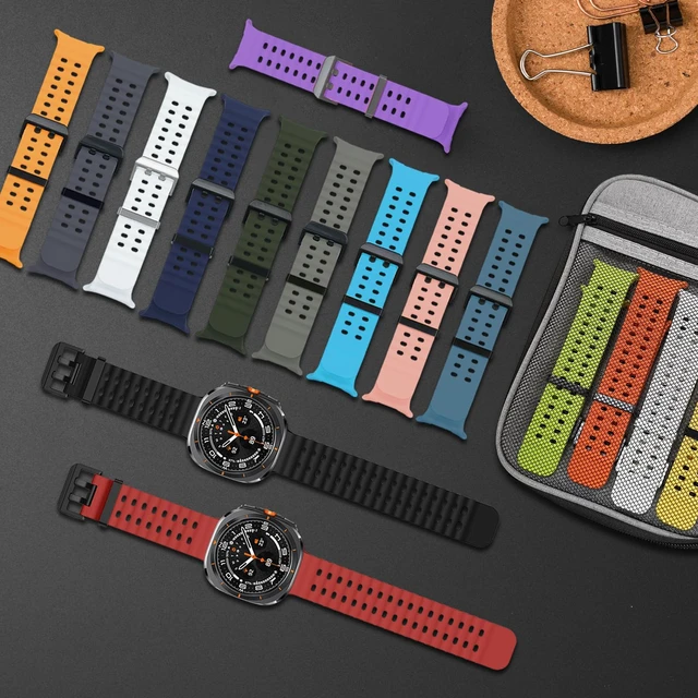 Alt view image 2 of 7 - Sport Band &Storage Case Compatible for Galaxy Watch Ultra 2/1 No Gap Waterproof Wristband,Soft Silicone Strap,for Samsung Galaxy Watch Ultra 2/Ultra 47mm(2026/2025/2024) Men Women