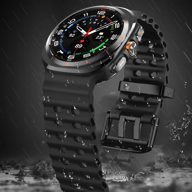Alt view image 4 of 7 - Sport Band &Storage Case Compatible for Galaxy Watch Ultra 2/1 No Gap Waterproof Wristband,Soft Silicone Strap,for Samsung Galaxy Watch Ultra 2/Ultra 47mm(2026/2025/2024) Men Women