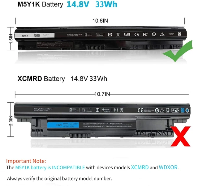 Alt view image 6 of 7 - M5Y1K 14.8V Replacement Laptop Battery for Dell Inspiron 14 15 17 5000 3000 Series 5559 5558 3451 3558 i3558 3565 3567 5451 5755 5756 5458 5759 5758 GXVJ3 WKRJ2 VN3N0 991XP P63F P47F P51F P52F