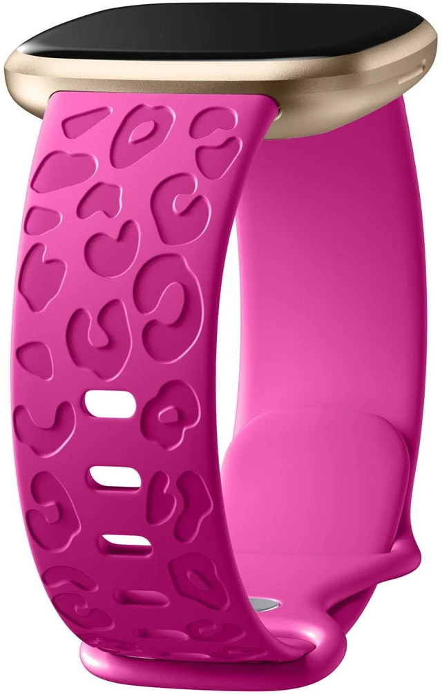 Main image of Leopard Bands Compatible with Fitbit Versa 4/Sense 2/Sense/Versa 3 Cute Fancy Bands Compatible with Fitbit Versa 4 Bands for Women, Soft Silicone Sport Strap for Sense 2/Sense/Versa 3 Bands
