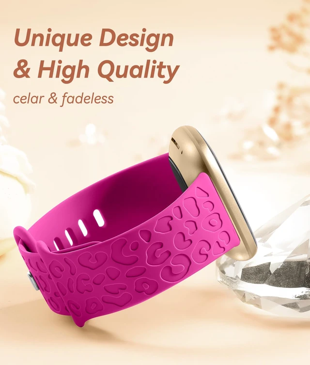 Alt view image 2 of 7 - Leopard Bands Compatible with Fitbit Versa 4/Sense 2/Sense/Versa 3 Cute Fancy Bands Compatible with Fitbit Versa 4 Bands for Women, Soft Silicone Sport Strap for Sense 2/Sense/Versa 3 Bands