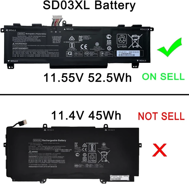Alt view image 3 of 7 - SD03XL Laptop Battery Replacement for HP Omen 15 2020 15-EK0000 / Omen 15-EN 15-EN0000 Series HSTNN-089U HSTNN-DB9U HSTNN-OB1R L84356-2C1 L84357-AC1 L84392-005 L84394-005 52.5Wh