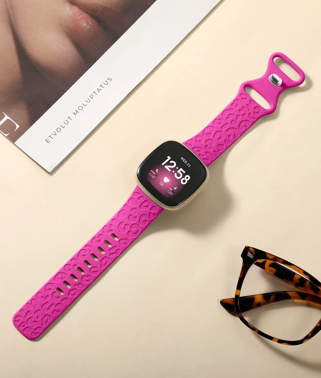 Alt view image 6 of 7 - Leopard Bands Compatible with Fitbit Versa 4/Sense 2/Sense/Versa 3 Cute Fancy Bands Compatible with Fitbit Versa 4 Bands for Women, Soft Silicone Sport Strap for Sense 2/Sense/Versa 3 Bands