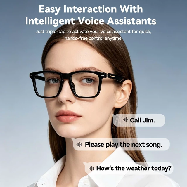 Alt view image 2 of 7 - AI Smart Glasses with ChatGPT - Bluetooth, Real-Time Translation, AI Assistant & Voice Control, Music & Hands-Free Calls, Photochromic Lenses, for Men & Women