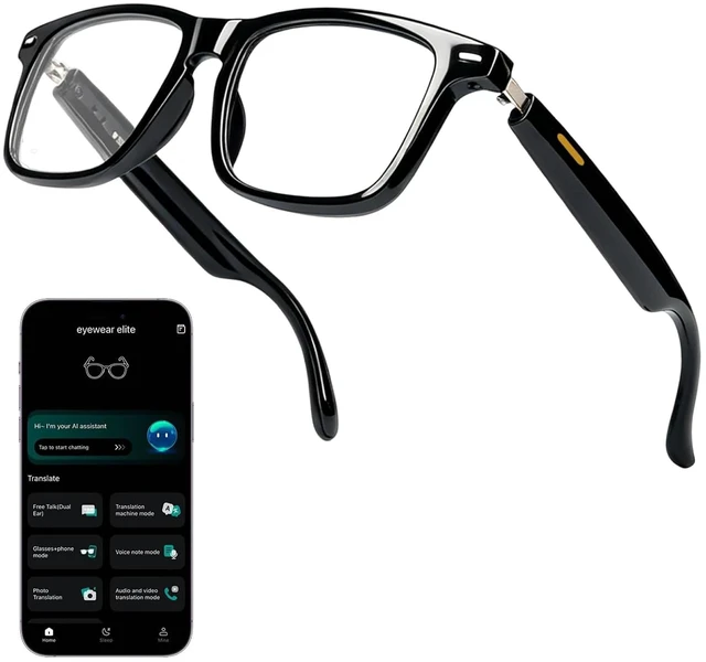 Main image of AI Smart Glasses with ChatGPT - Bluetooth, Real-Time Translation, AI Assistant & Voice Control, Music & Hands-Free Calls, Photochromic Lenses, for Men & Women