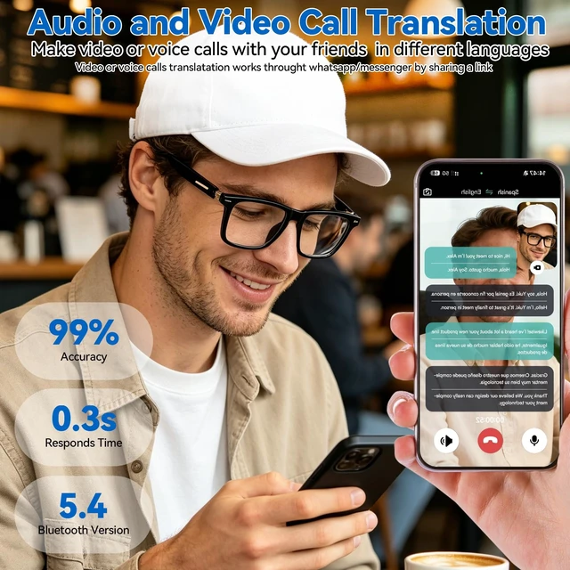 Alt view image 3 of 7 - AI Smart Glasses with ChatGPT - Bluetooth, Real-Time Translation, AI Assistant & Voice Control, Music & Hands-Free Calls, Photochromic Lenses, for Men & Women
