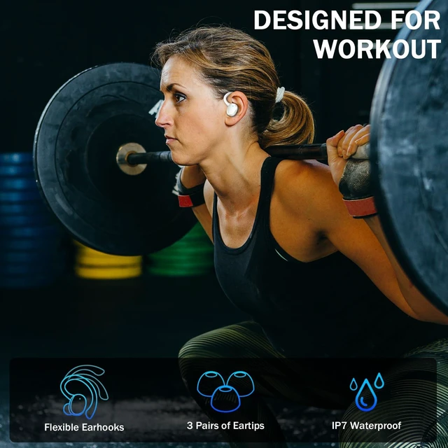 Alt view image 4 of 7 - Wireless Earbuds, Sport Bluetooth 5.4 Headphones 2026 New Bluetooth Earbuds with 56Hrs Stereo, 4 ENC Mic, Noise Canceling Over-Ear Buds with Earhooks, IP7 Waterproof Earphones for Workout/Running/Gym
