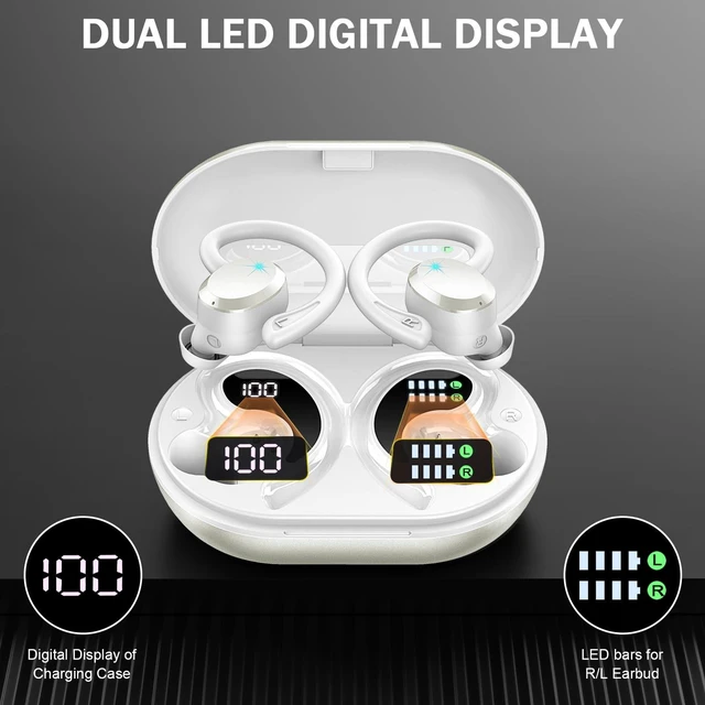 Alt view image 6 of 7 - Wireless Earbuds, Sport Bluetooth 5.4 Headphones 2026 New Bluetooth Earbuds with 56Hrs Stereo, 4 ENC Mic, Noise Canceling Over-Ear Buds with Earhooks, IP7 Waterproof Earphones for Workout/Running/Gym
