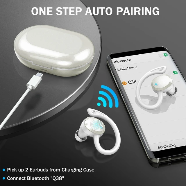 Alt view image 7 of 7 - Wireless Earbuds, Sport Bluetooth 5.4 Headphones 2026 New Bluetooth Earbuds with 56Hrs Stereo, 4 ENC Mic, Noise Canceling Over-Ear Buds with Earhooks, IP7 Waterproof Earphones for Workout/Running/Gym