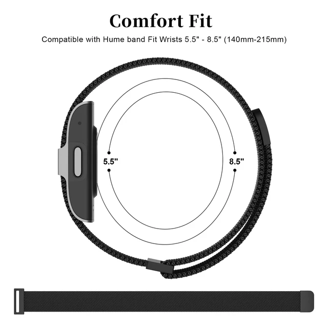 Alt view image 3 of 7 - Metal Replacement Strap Compatible with Hume Band 1.0, Magnetic Mesh Loop Stainless Steel Lightweight Sport Wristand for Women Men