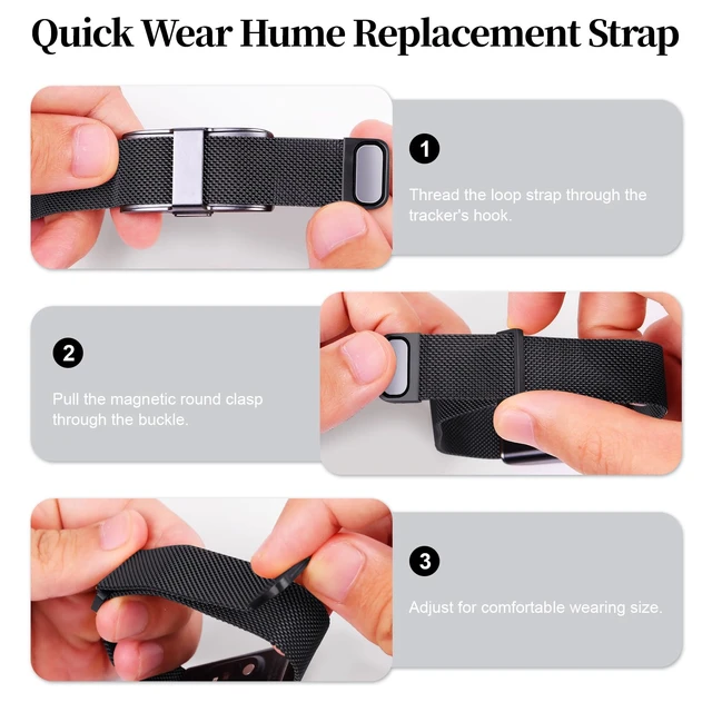Alt view image 4 of 7 - Metal Replacement Strap Compatible with Hume Band 1.0, Magnetic Mesh Loop Stainless Steel Lightweight Sport Wristand for Women Men
