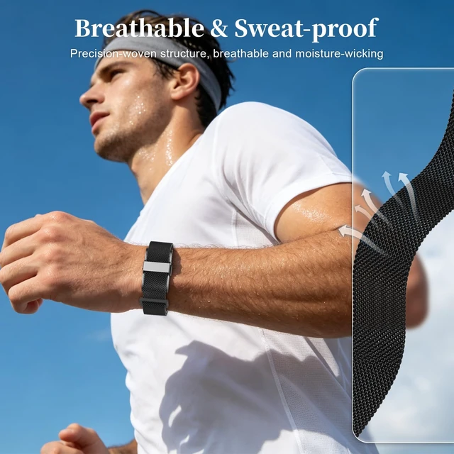 Alt view image 7 of 7 - Metal Replacement Strap Compatible with Hume Band 1.0, Magnetic Mesh Loop Stainless Steel Lightweight Sport Wristand for Women Men