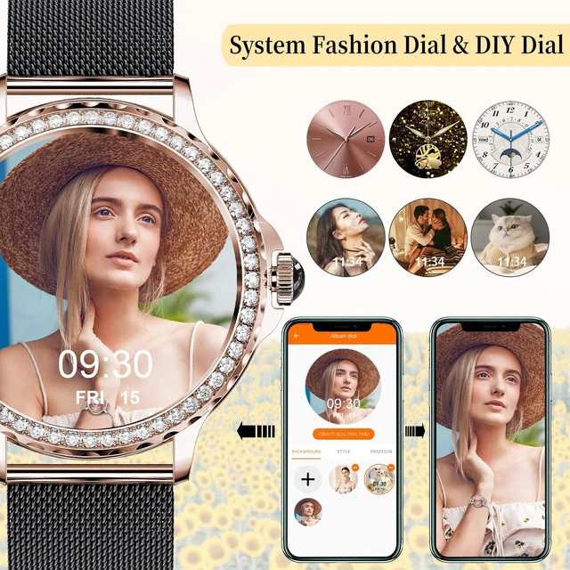 Alt view image 7 of 7 - Smart Watches for Women (Answer/Make Calls), 1.3 Fitness Tracker Watch with Heart Rate/Blood Pressure/SpO2/Sleep Monitor, IP68 Waterproof Smart Watch for Android Phones and iPhone - Rose Gold Black