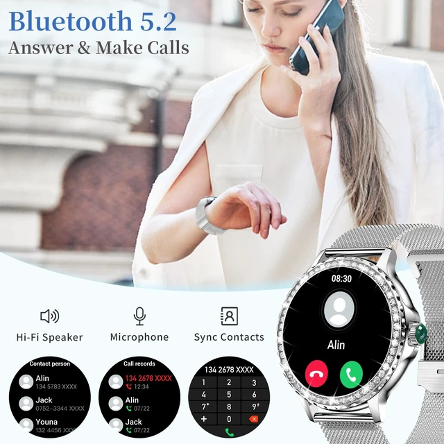 Alt view image 3 of 7 - Smart Watches for Women, 1.3HD Fitness Tracker with Blood Pressure/Heart Rate Monitor, Bluetooth 5.2 Make Calls Smart Watch for Android/iOS Phones, IP68 Waterproof Fitness Watch for Women