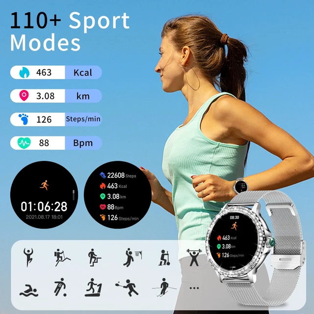 Alt view image 5 of 7 - Smart Watches for Women, 1.3HD Fitness Tracker with Blood Pressure/Heart Rate Monitor, Bluetooth 5.2 Make Calls Smart Watch for Android/iOS Phones, IP68 Waterproof Fitness Watch for Women