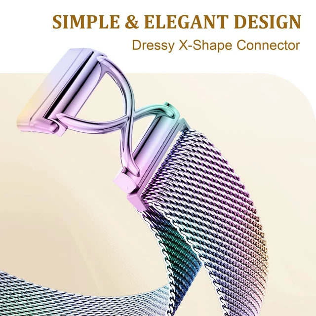 Alt view image 2 of 7 - X-Shape Metal Band Compatible with Fitbit Versa 4/Sense 2/Versa 3/Sense Bands Women Men, Stainless Steel Soft Mesh Loop Strap Replacement for Fitbit Sense 2/Versa 3/Sense/Versa 4 Smartwatch
