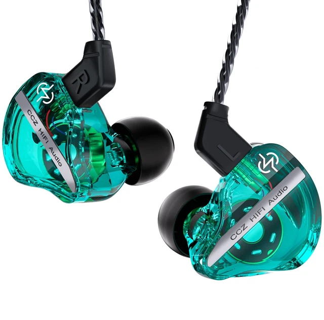 Main image of CCZ DC01 Pro in Ear Monitor, iems for Gaming, Professional Gaming Earbuds Super Bass Wired Earphones Headphones with 1DD, Patent Ear fins, Ear tips, for Singers Musicians Podcaster (Cyan without mic)