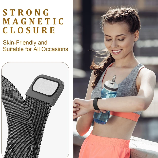 Alt view image 5 of 7 - X-Shape Metal Band Compatible with Fitbit Versa 4/Sense 2/Versa 3/Sense Bands Women Men, Stainless Steel Soft Mesh Loop Strap Replacement for Fitbit Sense 2/Versa 3/Sense/Versa 4 Smartwatch