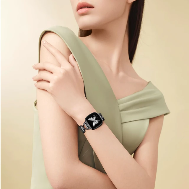 Alt view image 6 of 7 - X-Shape Metal Band Compatible with Fitbit Versa 4/Sense 2/Versa 3/Sense Bands Women Men, Stainless Steel Soft Mesh Loop Strap Replacement for Fitbit Sense 2/Versa 3/Sense/Versa 4 Smartwatch