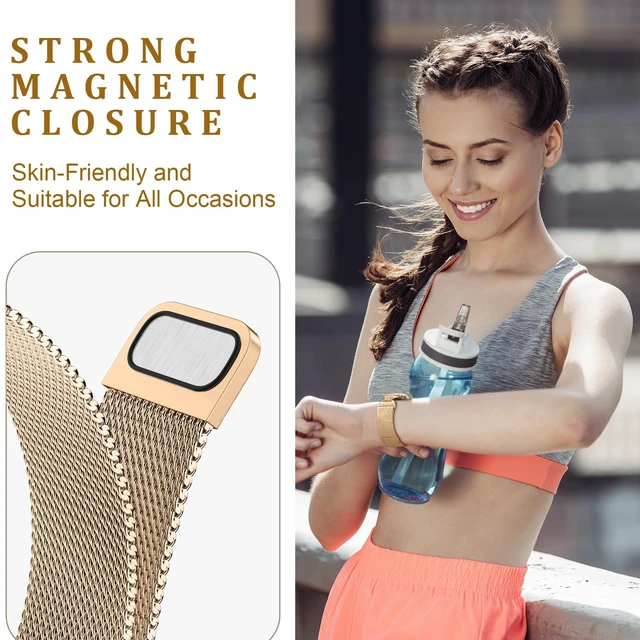 Alt view image 3 of 7 - X-Shape Metal Band Compatible with Fitbit Versa 4/Sense 2/Versa 3/Sense Bands Women Men, Stainless Steel Soft Mesh Loop Strap Replacement for Fitbit Sense 2/Versa 3/Sense/Versa 4 Smartwatch