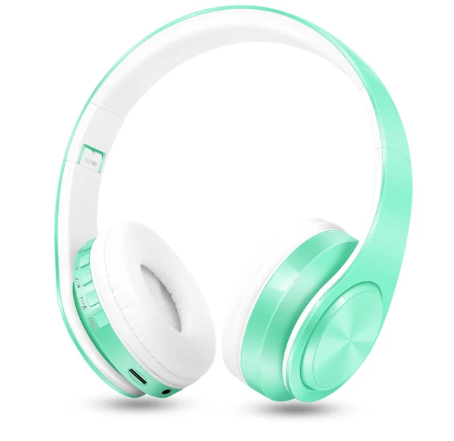 Main image of V5.3 Bluetooth Headphones Over-Ear Wireless Stereo Headset, Green Foldable,Micro SD/TF,FM for Cell Phone,PC,Soft Earmuffs & Light Weight for Prolonged Wearing