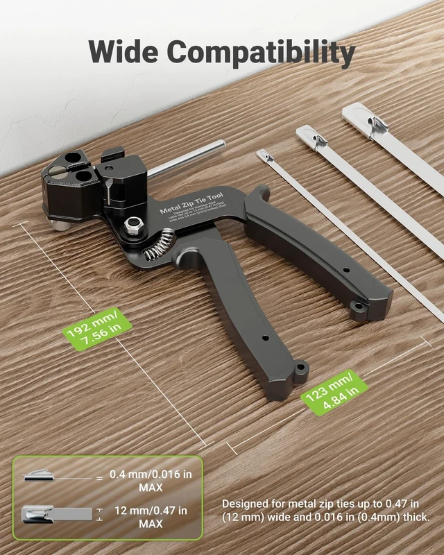 Alt view image 4 of 7 - Metal Zip Tie Tool, Stainless Steel Cable Tie Gun, Black Heavy Duty Zip Tie Cutter, for Metal Zip Ties, Fasten and Cut, for Outdoor Chain Link Fence, Chicken Coop, Exhaust Repair