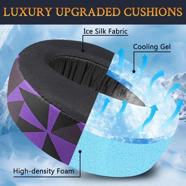 Alt view image 4 of 6 - Earpads for Sony PS5 Pulse 3D Wireless Headset, Cooling Gel Replacement Ear Pad Cushions with Noise Isolation Foam - Purple Black