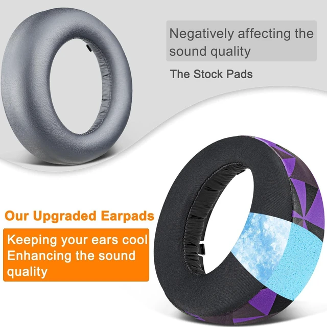 Alt view image 6 of 6 - Earpads for Sony PS5 Pulse 3D Wireless Headset, Cooling Gel Replacement Ear Pad Cushions with Noise Isolation Foam - Purple Black