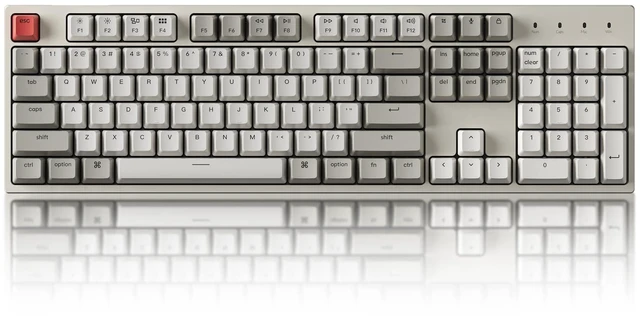 Main image of C2 Full Size Wired Mechanical Keyboard, Hot-Swappable, Retro ABS Keycaps with Red Switch, USB-C Connection, Ergonomic Support, Non-Backlit Design, Compatible with Mac Windows