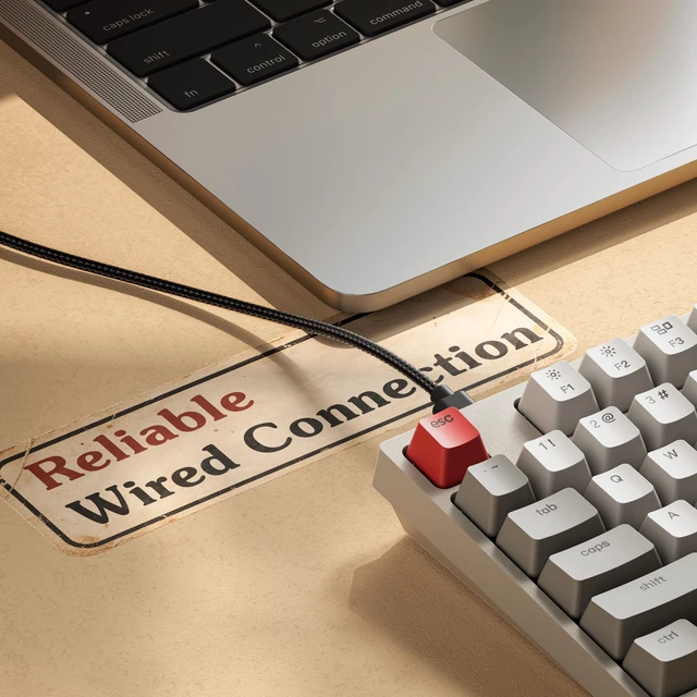 Alt view image 4 of 7 - C2 Full Size Wired Mechanical Keyboard, Hot-Swappable, Retro ABS Keycaps with Red Switch, USB-C Connection, Ergonomic Support, Non-Backlit Design, Compatible with Mac Windows