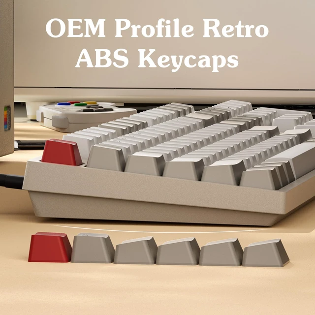Alt view image 6 of 7 - C2 Full Size Wired Mechanical Keyboard, Hot-Swappable, Retro ABS Keycaps with Red Switch, USB-C Connection, Ergonomic Support, Non-Backlit Design, Compatible with Mac Windows