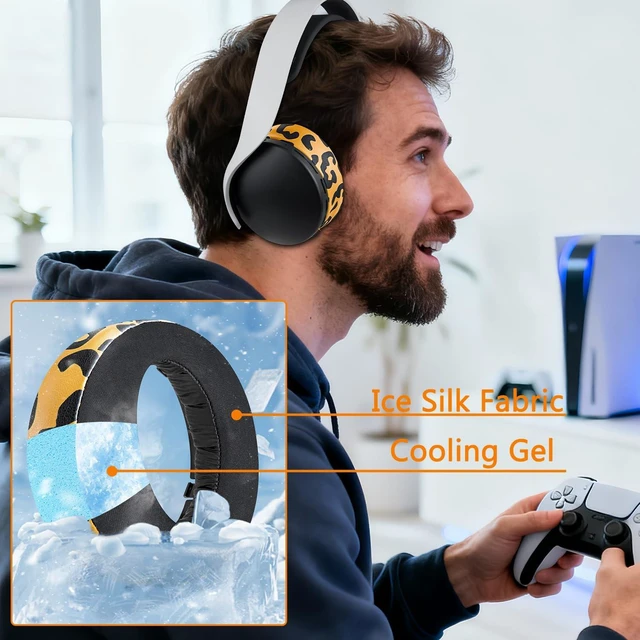 Alt view image 5 of 5 - Earpads for Sony PS5 Pulse 3D Wireless Headset, Cooling Gel Replacement Ear Pad Cushions with Noise Isolation Foam - Tiger Stripes