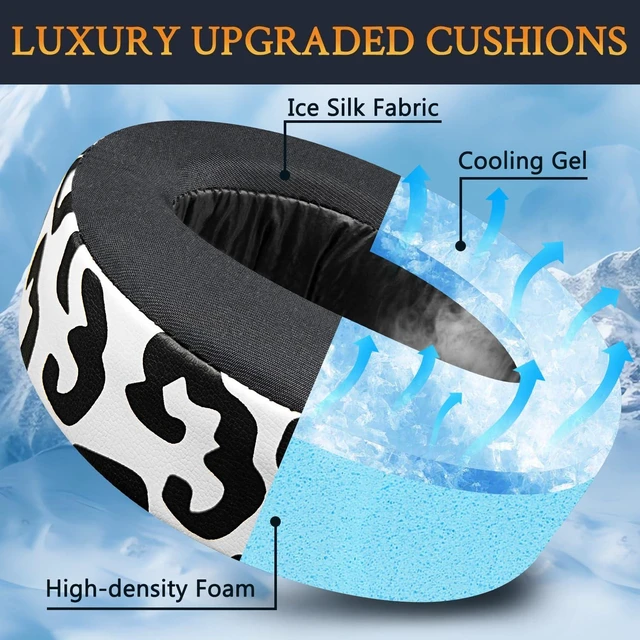 Alt view image 5 of 7 - Earpads for Sony PS5 Pulse 3D Wireless Headset, Cooling Gel Replacement Ear Pad Cushions with Noise Isolation Foam - Snow Leopard