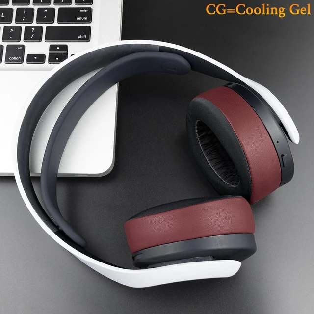 Alt view image 4 of 7 - Earpads for Sony PS5 Pulse 3D Wireless Headset, Cooling Gel Replacement Ear Pad Cushions with Noise Isolation Foam - Burgundy